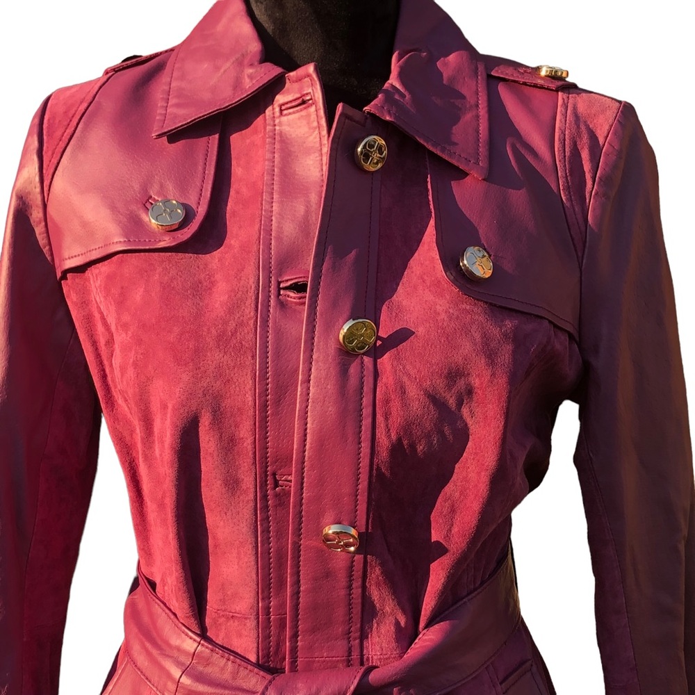 Iman Genuine Leather Mauve Coat size Small - Picture 6 of 17